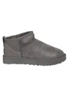 Ugg Grey Suede Ankle Boots With Padded Collar In Gray