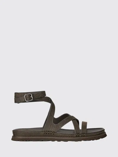 Ugg Goldengaze Embossed Ankle Wrap Dense Smoke Sandal In Green