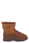 Ugg Waterproof Colour-block Ankle Boots With Shearling Trim In Camel