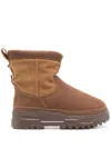 Ugg Waterproof Colour-block Ankle Boots With Shearling Trim In Brown