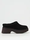 Ugg Womens Faux Fur Lined Leather Clogs In Black