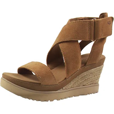 Ugg Ileana Womens Suede Platform Wedge Sandals In Pink