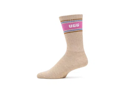 Ugg Jedlyn Varsity Crew Sock Sand Heather/woodviolet: One Size In Neutral