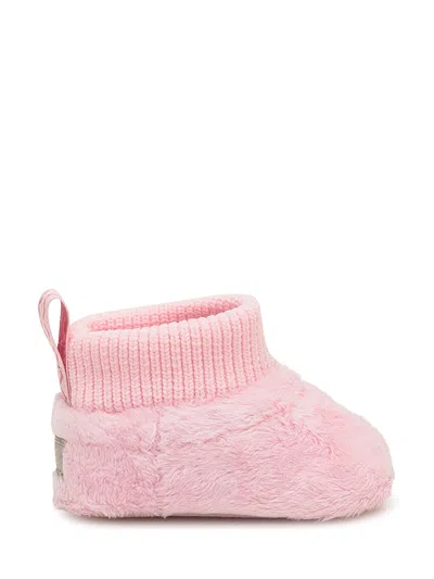 Ugg Jesse Fluff Infant Booties With Ribbon Detail In Ribbon Candy