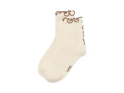 Ugg Karsyn Lettuce Edge Quarter Ii Sock Vanille/chestnut: One Size In White