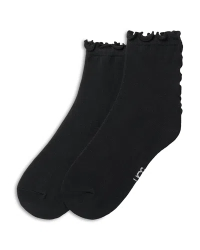 Ugg Karsyn Lettuce Edge Quarter Socks In Black