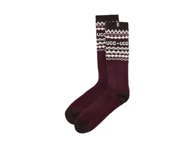 Ugg Keavy Cozy Crew Men's Crew Cut Socks Shoes Isle Wild Grape, Acrylic In Burgundy