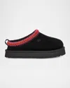 Ugg Kid's Tazz Wool Suede Mules, Kids In Black/multi