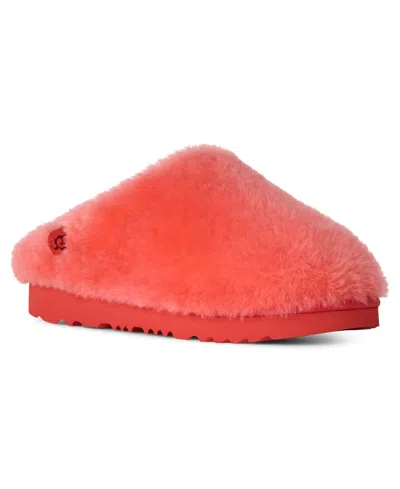 Ugg Kids Classic Fluffed Slip-on Slippers In Red