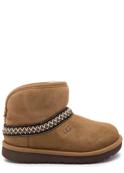 Ugg Kids Classic Mini Crescent Suede Boots In Brown