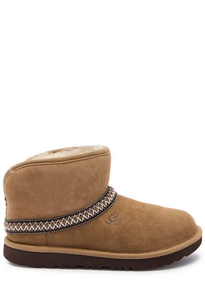 Ugg Kids Classic Mini Crescent Suede Boots In Brown