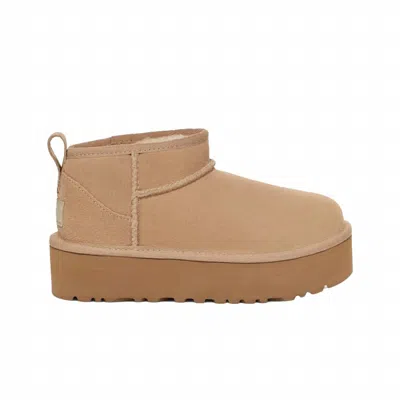 Ugg Kids Classic Ultra Mini Platform Boots In Sand In Nude