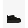 Ugg Black Kids' Classic Ultra Mini Platform Suede And Shearling Boots Eur 36 /3.5 Uk In Black