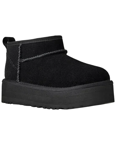 Ugg Kids Classic Ultra Mini Platform Suede Boot In Black