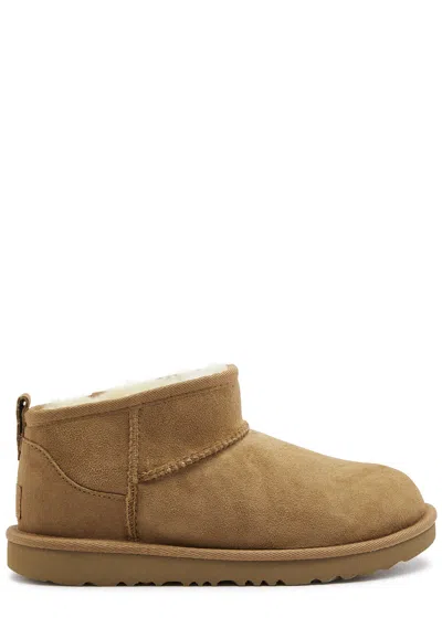 Ugg Kids Classic Ultra Mini Twinface Sheepskin Booties In Chestnut