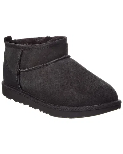Ugg Kids Classic Ultra Mini Suede Boot In Black