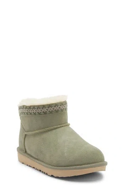 Ugg ® Kids' Classic Ultra Mini Tasly Genuine Shearling Boot In Green