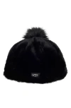 Ugg ® Kids' Faux Fur Pompom Beanie In Black