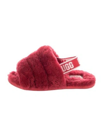 Pre-owned Ugg Kids' Faux Fur Slingback Sandal In Red