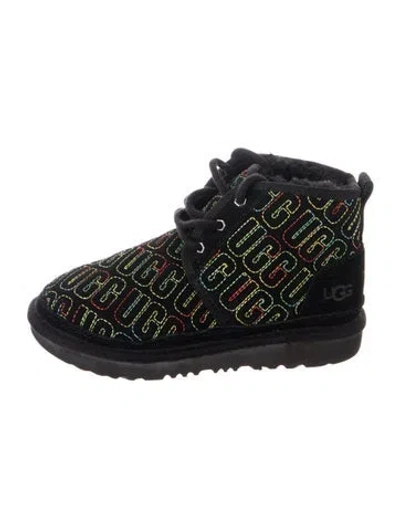 Pre-owned Ugg Kids Girls' Embroidered Boots In Black