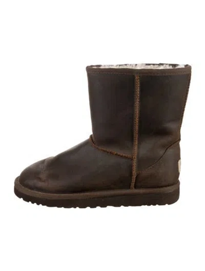 Pre-owned Ugg Kids' Girls' Leather Ankle Boots In Brown