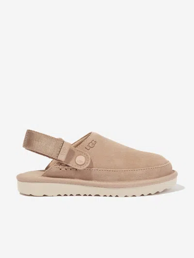 Ugg Goldenstar Suede Clogs In Beige