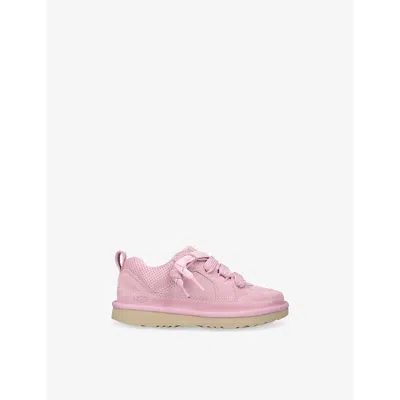 Ugg Pink Kids' Lo Lowmel Logo-embroidered Suede Low-top Trainers Eur 32.5 /13.5 Uk