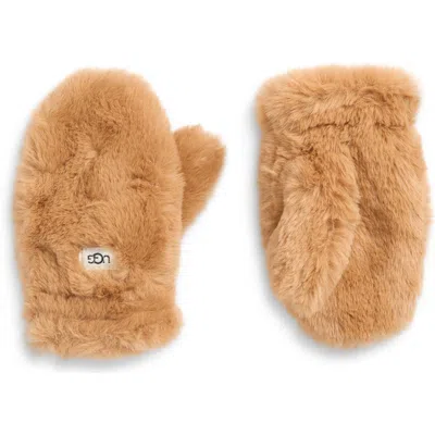 Ugg ® Kids' Recycled Polyester Faux Fur Mittens In Brown
