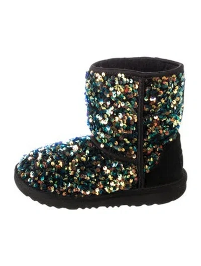 Pre-owned Ugg Babies' Kids Sequin Suede Boots In Black