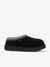 Ugg Teen Black Suede Leather Slippers In Black