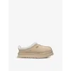 Ugg Beige Kids' Tazz Braided-trim Suede And Shearling Slippers In Beige