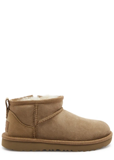 Ugg Kids Ultra Mini Suede Ankle Boots In Brown