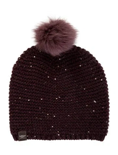 Pre-owned Ugg Knit Beanie In Burgundy