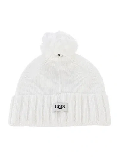 Pre-owned Ugg Knit Beanie In White