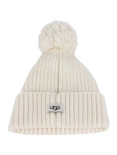 Pre-owned Ugg Knit Beanie In White