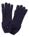 Ugg Knit Bow Wool-blend Tech Gloves In Blue