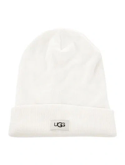 Pre-owned Ugg Knit Cuffed Beanie In White