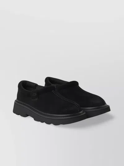 Ugg Lace-up Chunky Sole Round Toe Suede Finish In Black