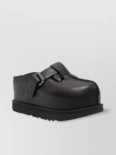 Ugg Lace-up Flatform Round Toe Rubber Sole Shoes In Black