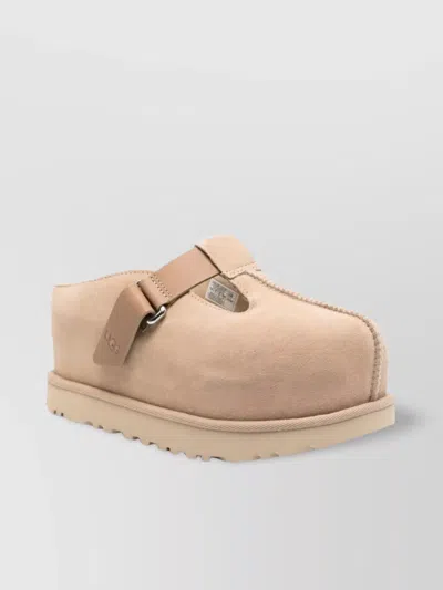 Ugg Lace-up Flatform Sole Round Toe Shoes In Neutrals