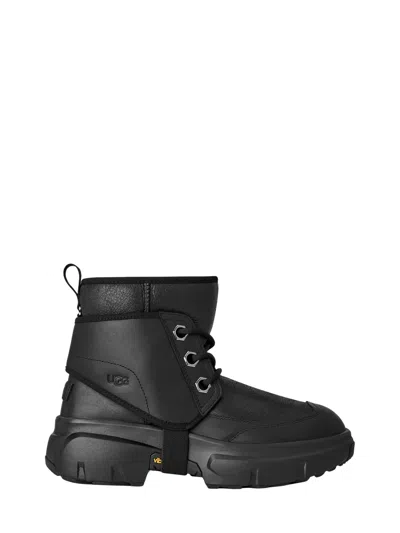 Ugg Lace-up Sheepskin Boot With Metal Details For Men In Black
