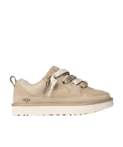 Ugg Lo Lowmel Beige Sneakers With Mesh Inserts And Logo On The Side In Suede Man In Multi