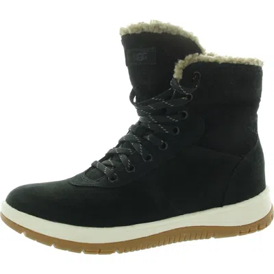 Ugg Lakesider Mid Womens Faux Fur Lined Suede Winter & Snow Boots In Black