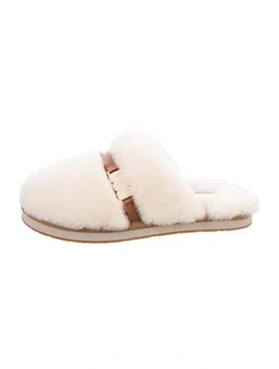 Pre-owned Ugg Lamb Fur Mules In Neutral