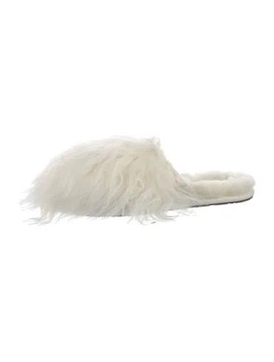 Pre-owned Ugg Lamb Fur Slippers In White