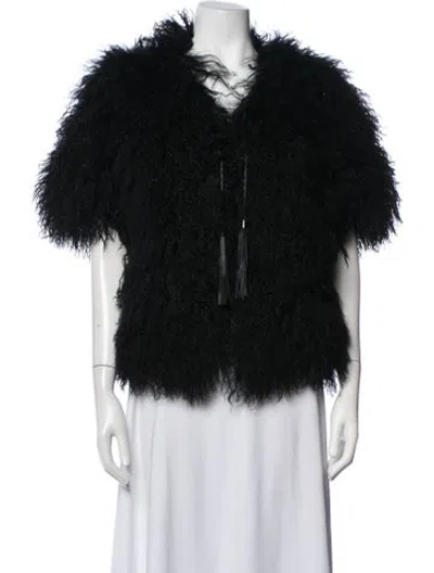 Pre-owned Ugg Lamb Leather Faux Fur Jacket In Black