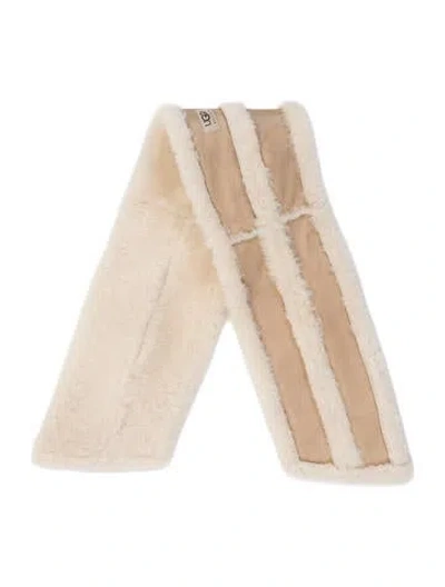 Pre-owned Ugg Lambskin Striped Scarf In Neutral