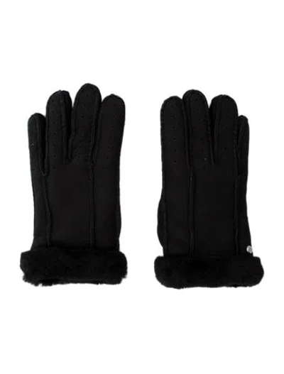 Pre-owned Ugg Laser Cut Shearling Winter Gloves W/tags In Black