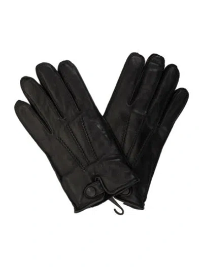 Pre-owned Ugg Leather & Faux Fur  Gloves In Black