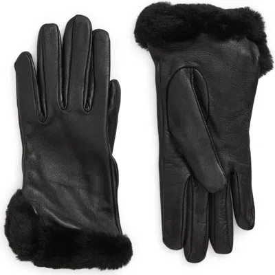 Ugg ® Leather & Sheepskin Vent Gloves In Black